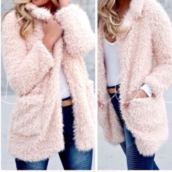 Last one! Blush Soft Shaggy faux jacket - Picture 3 of 4